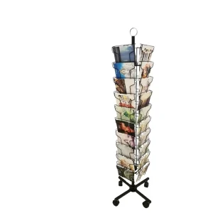 Custom Rotating Metal Merchandising Rack Freestanding Magazine Display Stand for Brochure and Literature Retail