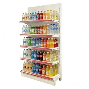 Custom Size Double Sided Supermarket Shelf With Flat Back Panel Retail Display Gondola Rack Adjustable Metal Shelving Unit