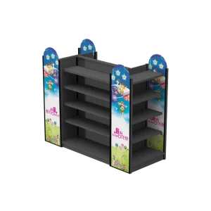 Customizable Heavy Duty Wood & Metal Eco Friendly Display Rack with 5 Shelves for Supermarket and Grocery Store Storage