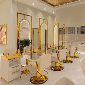Customized Luxury Style Hair Styling Salon Shop Design Decoration Reception Counter Full Store Display Fixtures for Beauty Salon