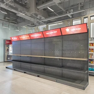 Factory Light Duty Single Sided Commercial Metal Supermarket Rack Shelves For Store Shelving