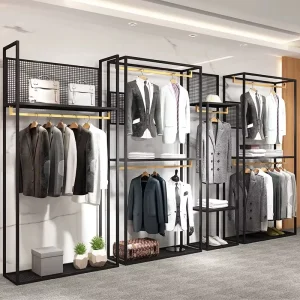 Guangzhou Factory Sale Menswear Shop Interior Design Customized High Quality Men Clothing Store Fixture Suit Shop Display Rack