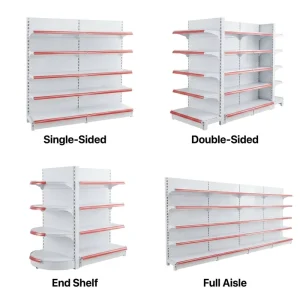 Heavy Duty Double Sided 5 Tier Adjustable Steel Gondola Shelf Supermarket Display Rack Anti Rust Grid Shelving For Retail Stores
