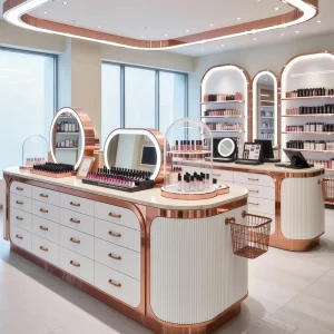 High End LED Cosmetic Retail Store Fixtures Modern Beauty Store Interior Design Cosmetics Cabinet Display Furniture