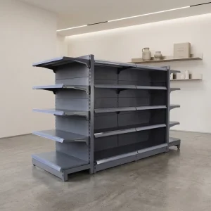 Light Duty Metal Double Sided Supermarket Rack Gondola Shelving Display Epoxy Powder Coating Freestanding Quick Installation for