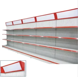 Single Sides Perforated Back Panel Shelf With Top Light Box For Supermarket