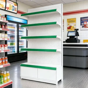 White Metal Shelving Single Side Grocery Shelves For Supermarket Adjustable Retail Store Gondola Shelving