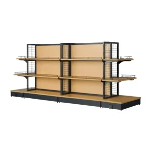 Wood Steel Gondola Shelving Store Fixtures Supermarket Shelves